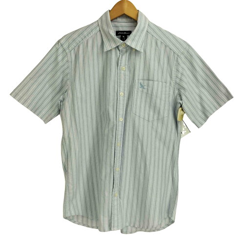 【中古】エディーバウアー Eddie Bauer ワンポイント刺繍 コットン ストライプ ボタンダウン 半袖シャツ メンズ JPN:XS 【中古】エディーバウアー Eddie Bauer ワンポイント刺繍 コットン ストライプ ボタンダウン 半袖シャツ メンズ JPN:XS