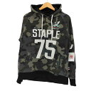【中古】ステイプル staple カモ柄 迷彩 ナンバリング ラグラン プルオーバーパーカー メンズ JPN:M
