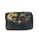 【中古】ビームス BEAMS com-ono × Kendai 刺繍 レザー ミニ ウォレット メンズ 表記無