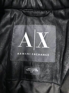 ARMANI EXCHANGE アルマーニエクスチェンジ ブルゾン・ジャンパー メンズ - 黒系 JPN：S 日本サイズ：S 相当 中綿フェイクレザーシングルライダース【中古】【ブランド古着バズストアBAZZSTORE】【170920】