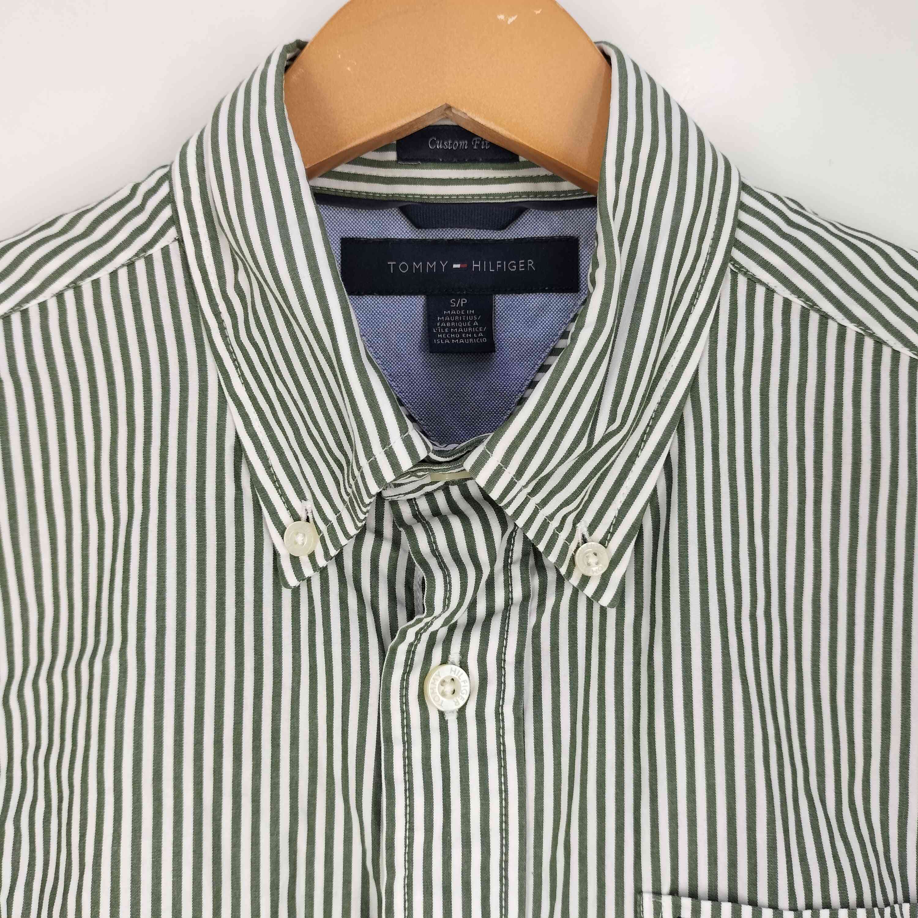 【中古】トミーヒルフィガー TOMMY HILFIGER CUSTOM FIT ストライプオックスフォードシャツ メンズ import：S