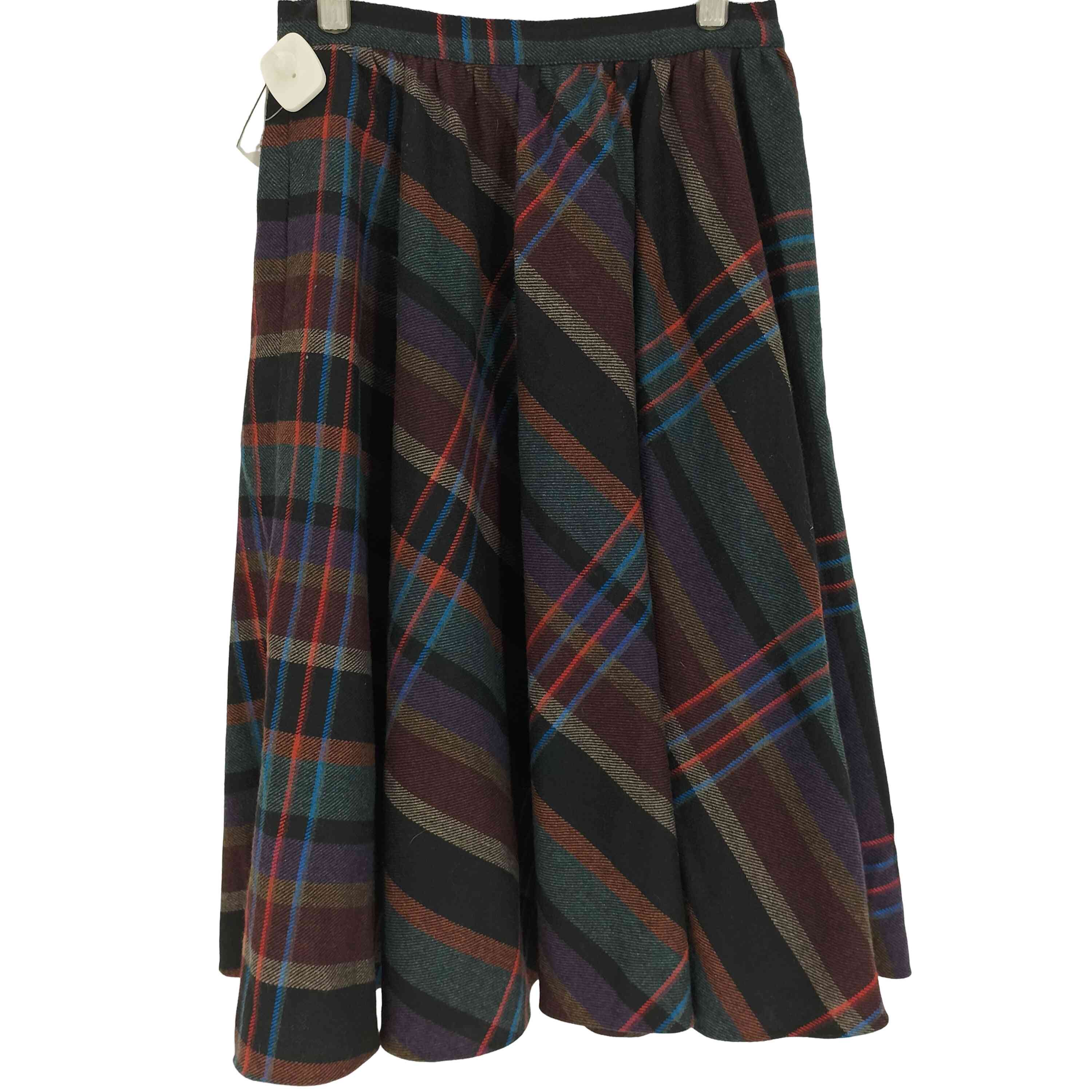 【中古】ユーズドフルギ USED古着 ann stevens USA製 マドラス チェック ウール フレア スカート レディース 表記無