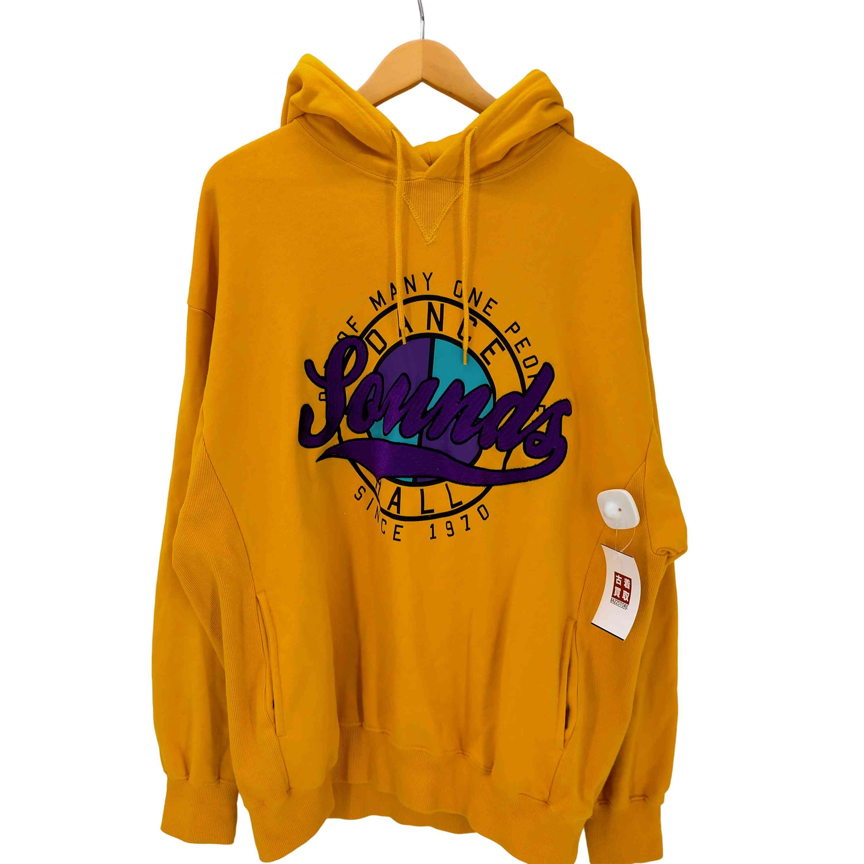 【中古】ユーズドフルギ USED古着 {{SPINNS}} SOUND ロゴ 刺繍 プルオーバー パーカー フーディー メンズ FREE