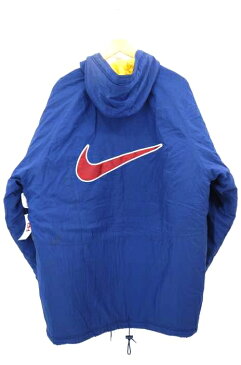 NIKE ナイキ コート メンズ - 黄系 × 青系 import:L 日本サイズ:L-XL 相当 90S バックスウォッシュ刺繍 中綿ベンチコート【中古】【ブランド古着バズストアBAZZSTORE】【030121】