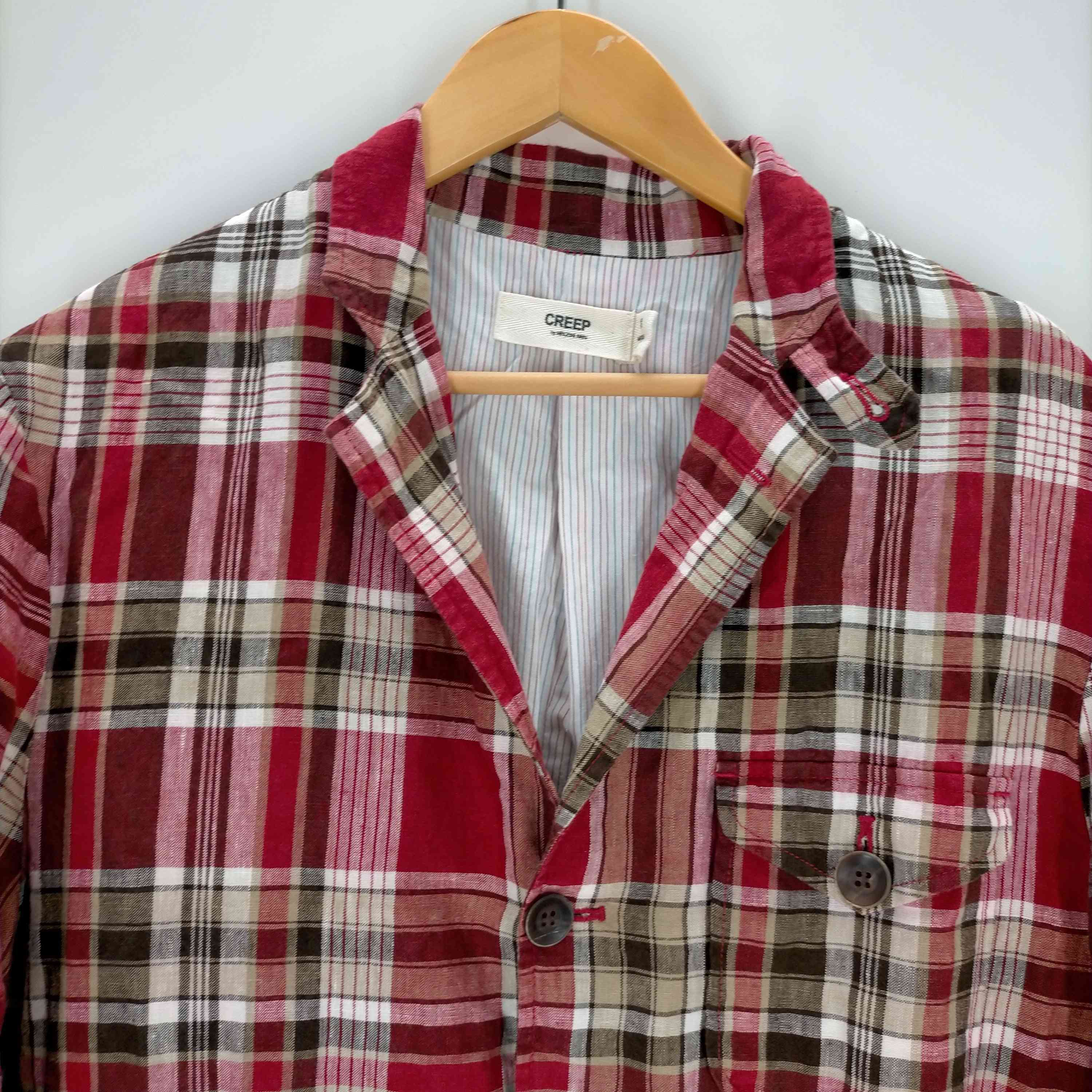 【中古】ユーズドフルギ USED古着 {{CREEP }}チェック柄 3Bテーラードジャケット メンズ JPN：M