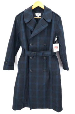 UNIQLO INES DE LA FRESSANGE ユニクロイネスドラフレサンジュ トレンチコート メンズ 2018年秋冬新作 緑系 import:XS 日本サイズ:XS-S 相当 18AW キルティングライナー付き チェック柄トレンチコート【中古】【ブランド古着バズストアBAZZSTORE】【240220】