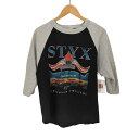 【中古】ユーズドフルギ USED古着 メキシコ製 ALSTYLE ボディ バンド プリント ラグラン Tシャツ メンズ import:M