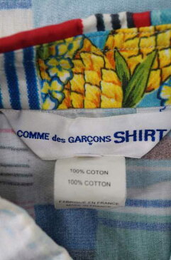 コムデギャルソンシャツ COMME des GARCONS SHIRT シャツ メンズ 2019年春夏新作 青系 × 白系 JPN:XS 日本サイズ:XS 相当 19SS 総柄半袖ボタンシャツ【中古】【ブランド古着バズストアBAZZSTORE】【040819】