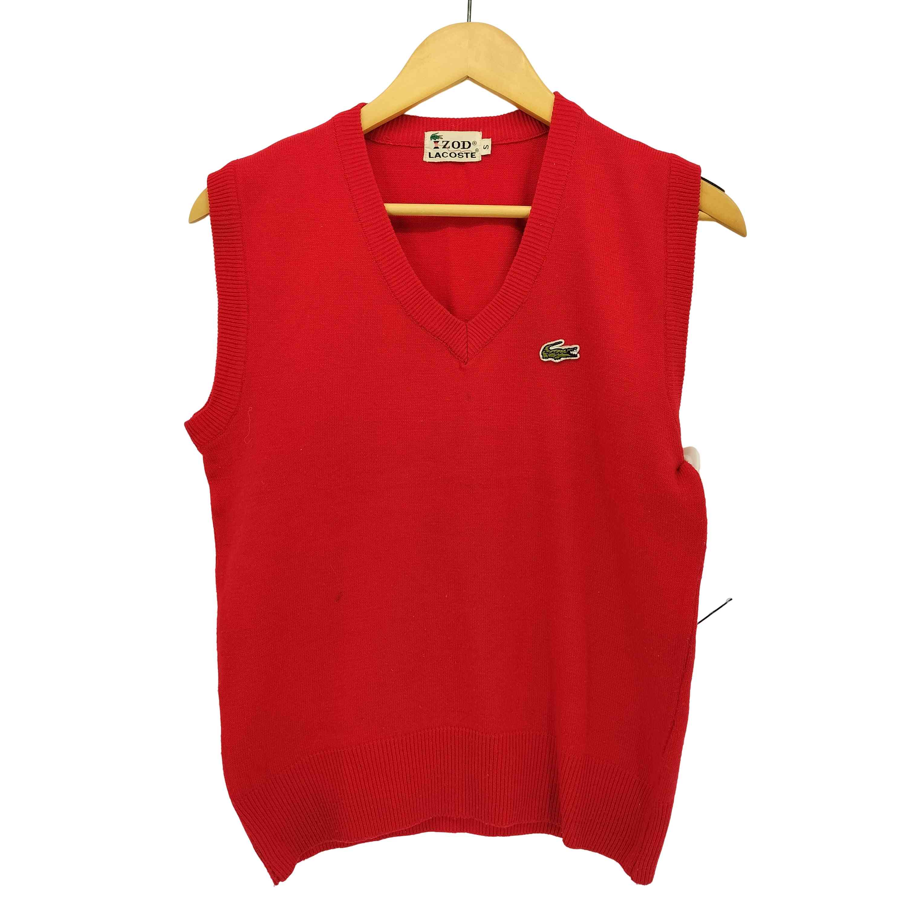 【中古】アイゾッドラコステ IZOD LACOSTE 70S 糸巻きタグ ワンポイント 刺繍 Vネック ニット ベスト ..