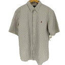 【中古】ラルフローレン RALPH LAUREN CLASSIC FIT ポニー 刺繍 シアサッカー B.D S/S ストライプ シャツ メンズ import:XL(4)