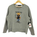 【中古】ポロラルフローレン POLO RALPH LAUREN 現行タグ ポロベア シティベアエディション TOKYOモデル 前Vガゼット 裏起毛スウェット メンズ import:L