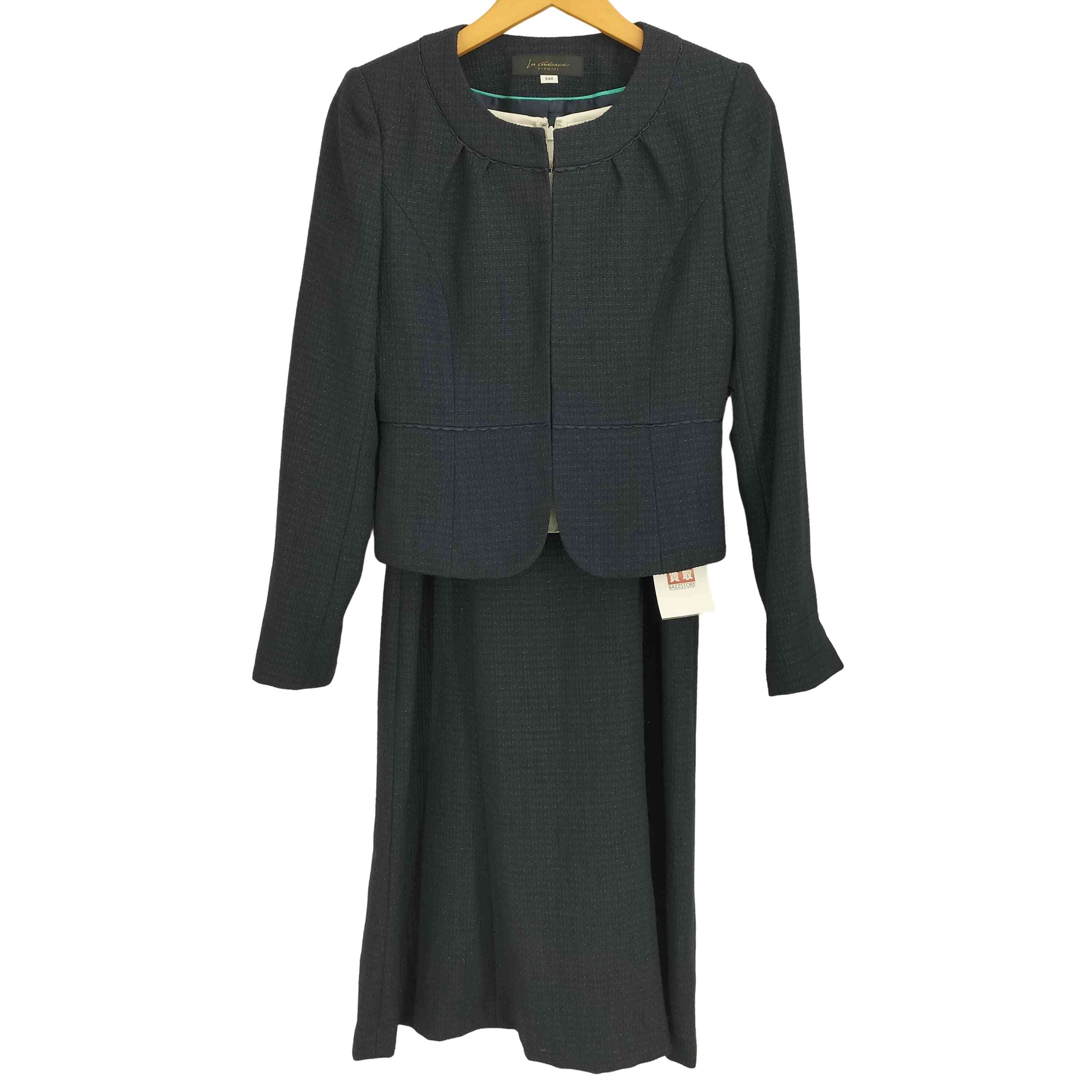 【中古】ユーズドフルギ USED古着 la cadence Premier ノーカラー ツイードジャケット ワンピースセットアップ レディース 9AR