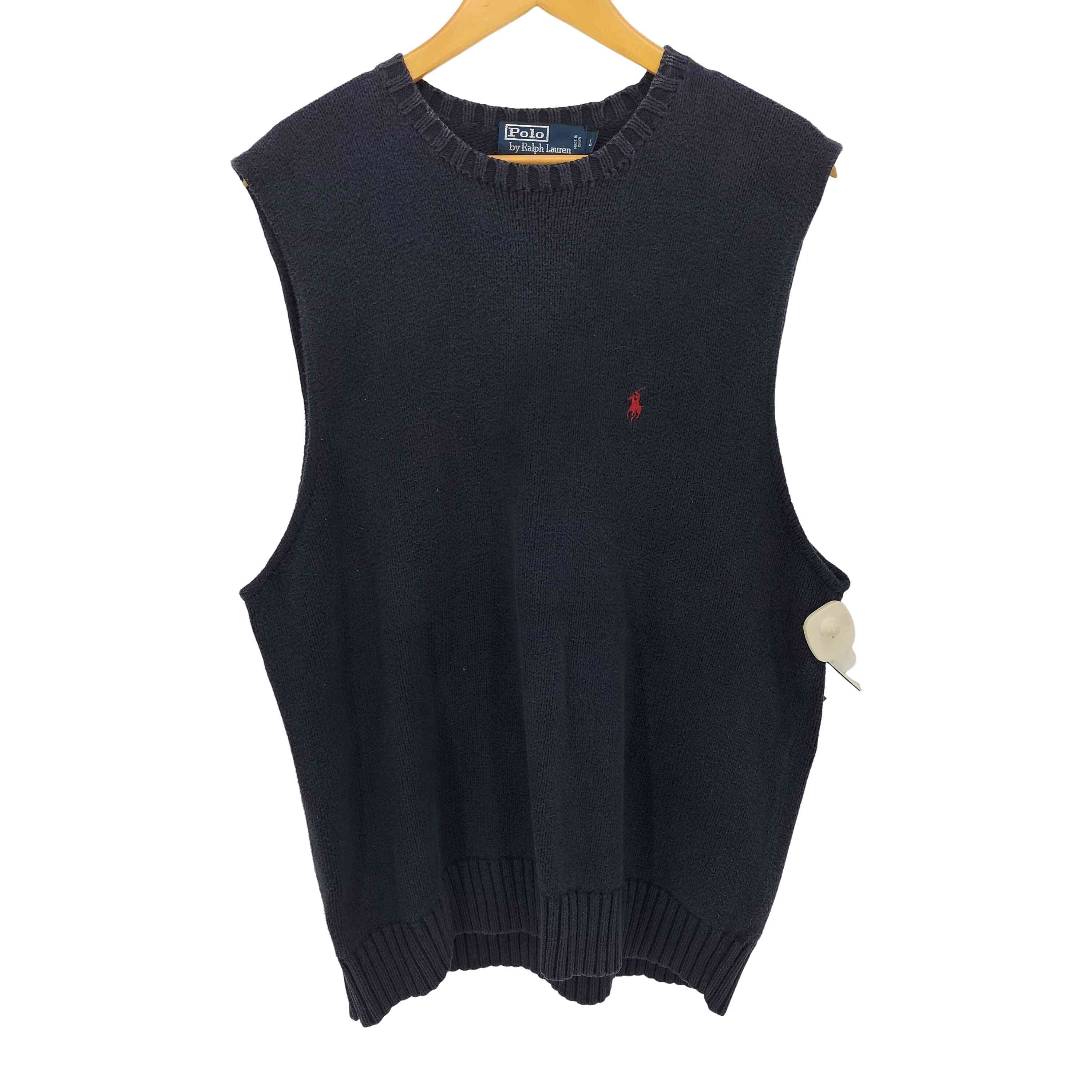 【中古】ポロバイラルフローレン Polo by RALPH LAUREN 90S PIMA COTTON ポニー 刺繍 クルーネック コットン ニット ベスト ...