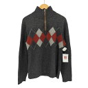 【中古】ビクトリノックス VICTORINOX アーガイル柄 ハーフジップ ニット セーター レディース import:L