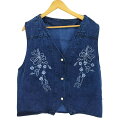 【中古】ユーズドフルギ USED古着 花刺繍デニムベスト レディース 表記無