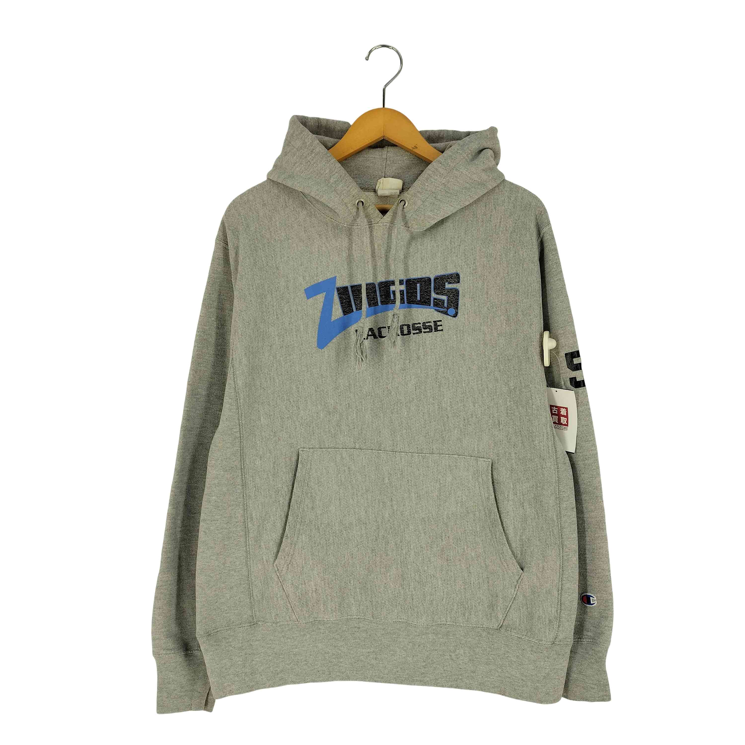【中古】チャンピオン Champion ホンジュラス製 ZINGOS LACROSSE プリント REVERSE WAVE プルオーバーパーカー メンズ imp...