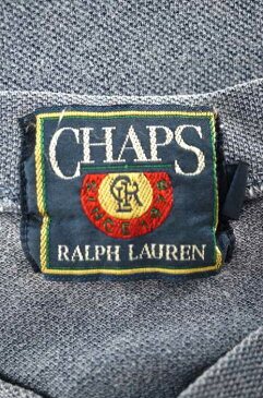 チャップスラルフローレン CHAPS RALPH LAUREN ヘンリーネックTシャツ メンズ - 青系 import：M 日本サイズ：M-L 相当 バックプリント鹿の子ヘンリーネックカットソー【中古】【ブランド古着バズストアBAZZSTORE】【190719】