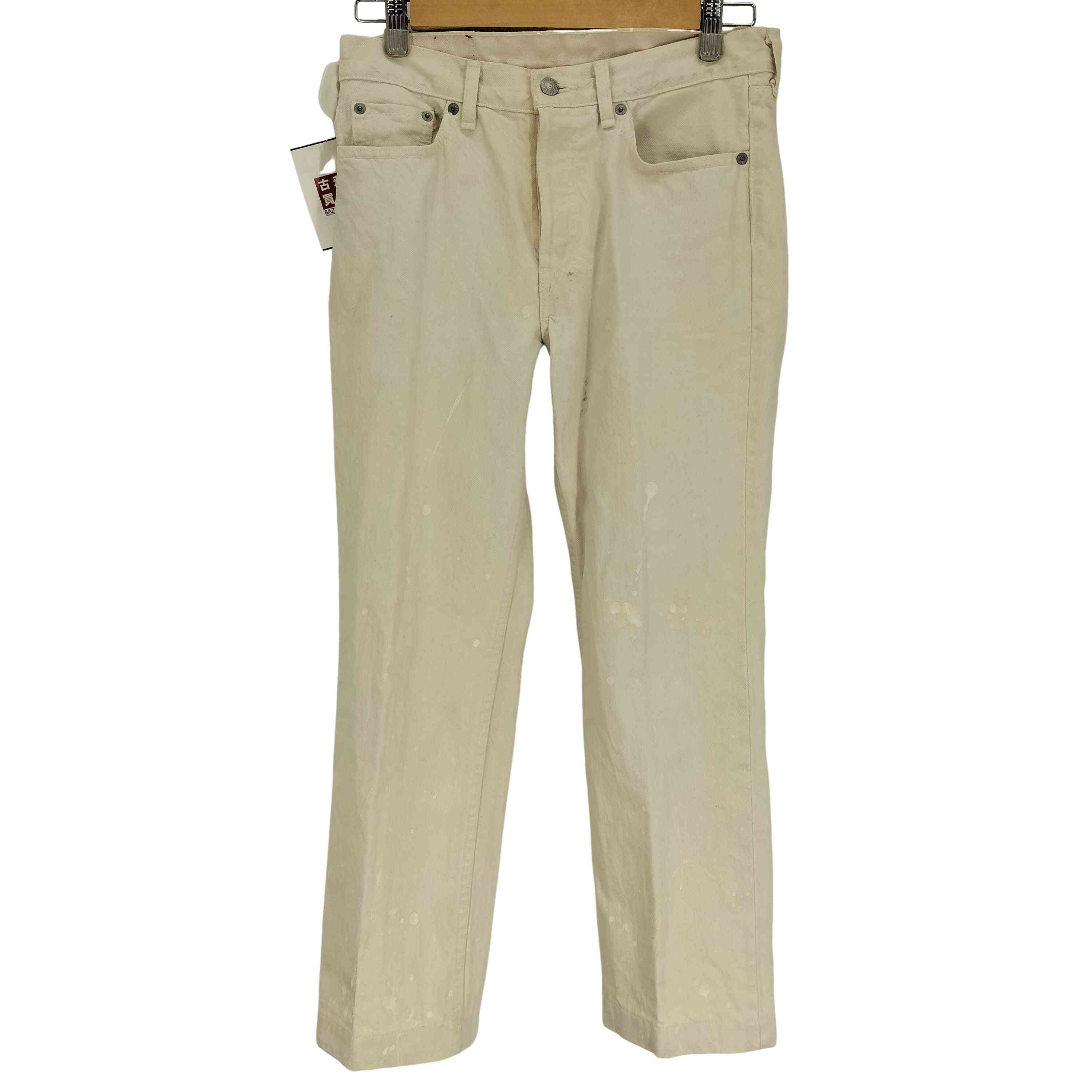 【中古】リーバイス Levis 00S W318 ペンキ 加工 ボタンフライ ホワイト デニム パンツ 2002年製 レディース W:30(4)