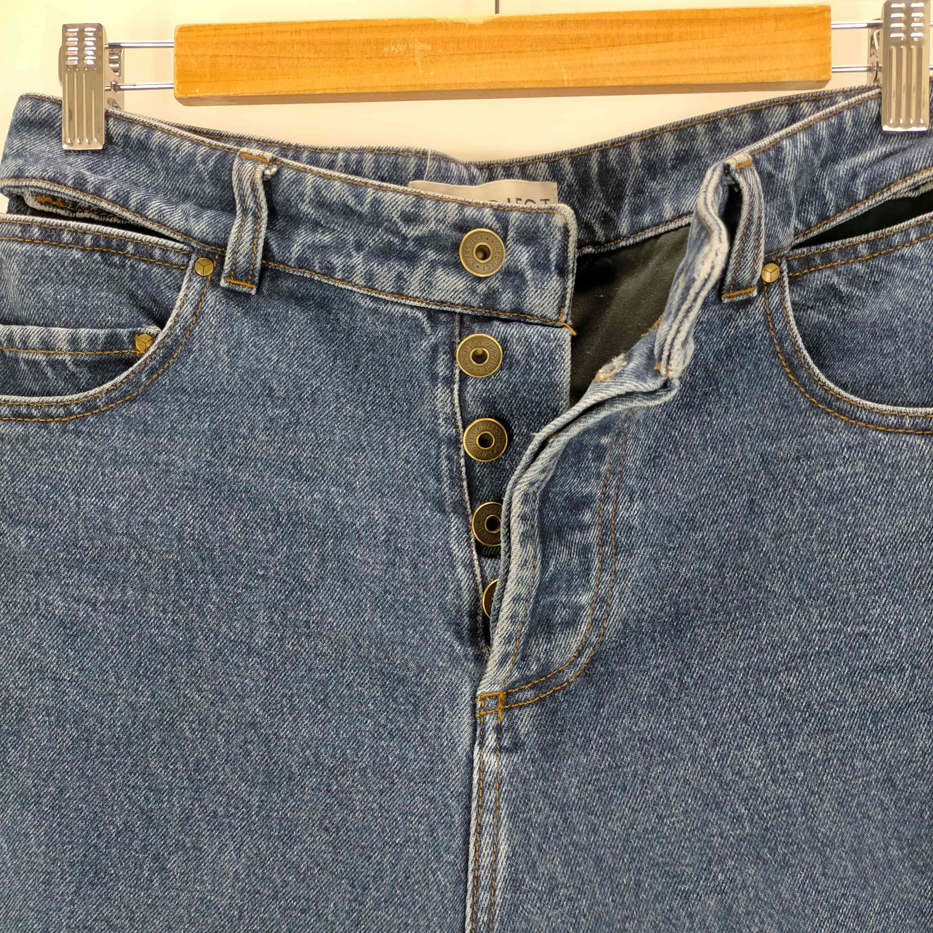 【中古】ワイプロジェクト Y/PROJECT ベルトデザイン ワイドデニムパンツ レディース 26