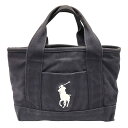 【中古】ポロラルフローレン POLO RALPH LAUREN ポニー刺繍 ネイビー ミニ トートバッグ レディース 表記無