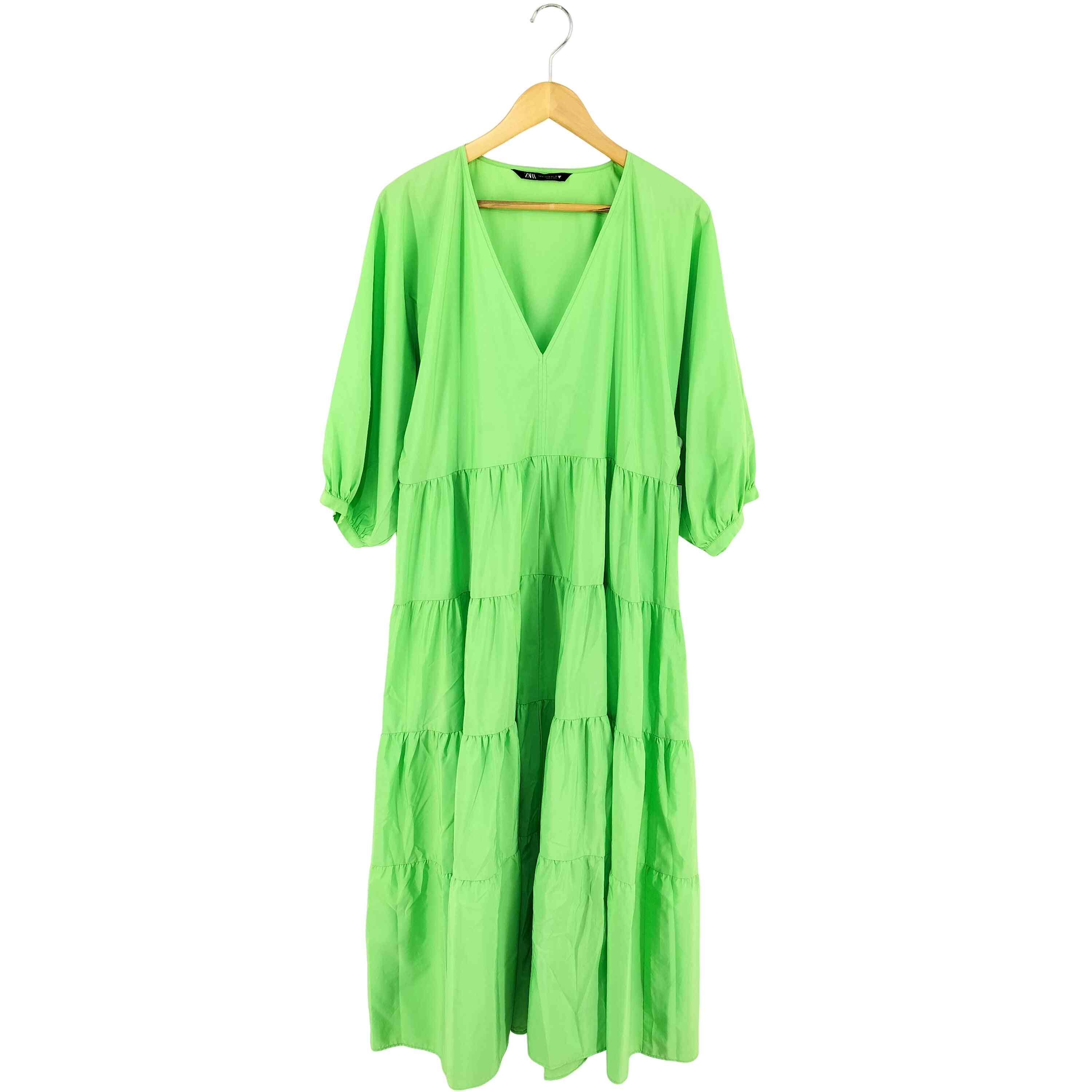 【中古】ザラ ZARA Vネック ティアードワンピース レディース import:M