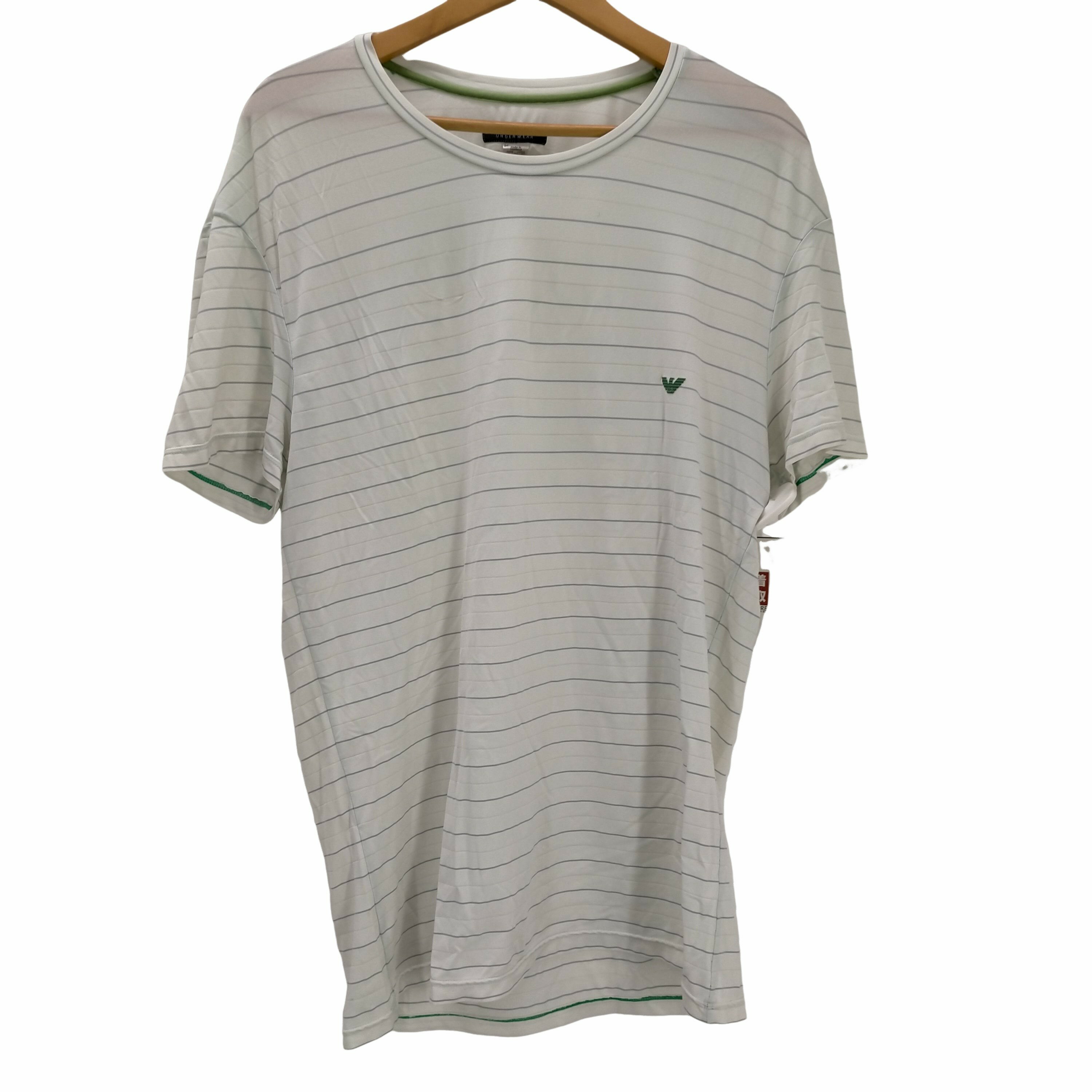 【中古】エンポリオアルマーニ EMPORIO ARMANI ボーダーデザイン クルーネック 半袖 Tシャツ レディース import：XXL