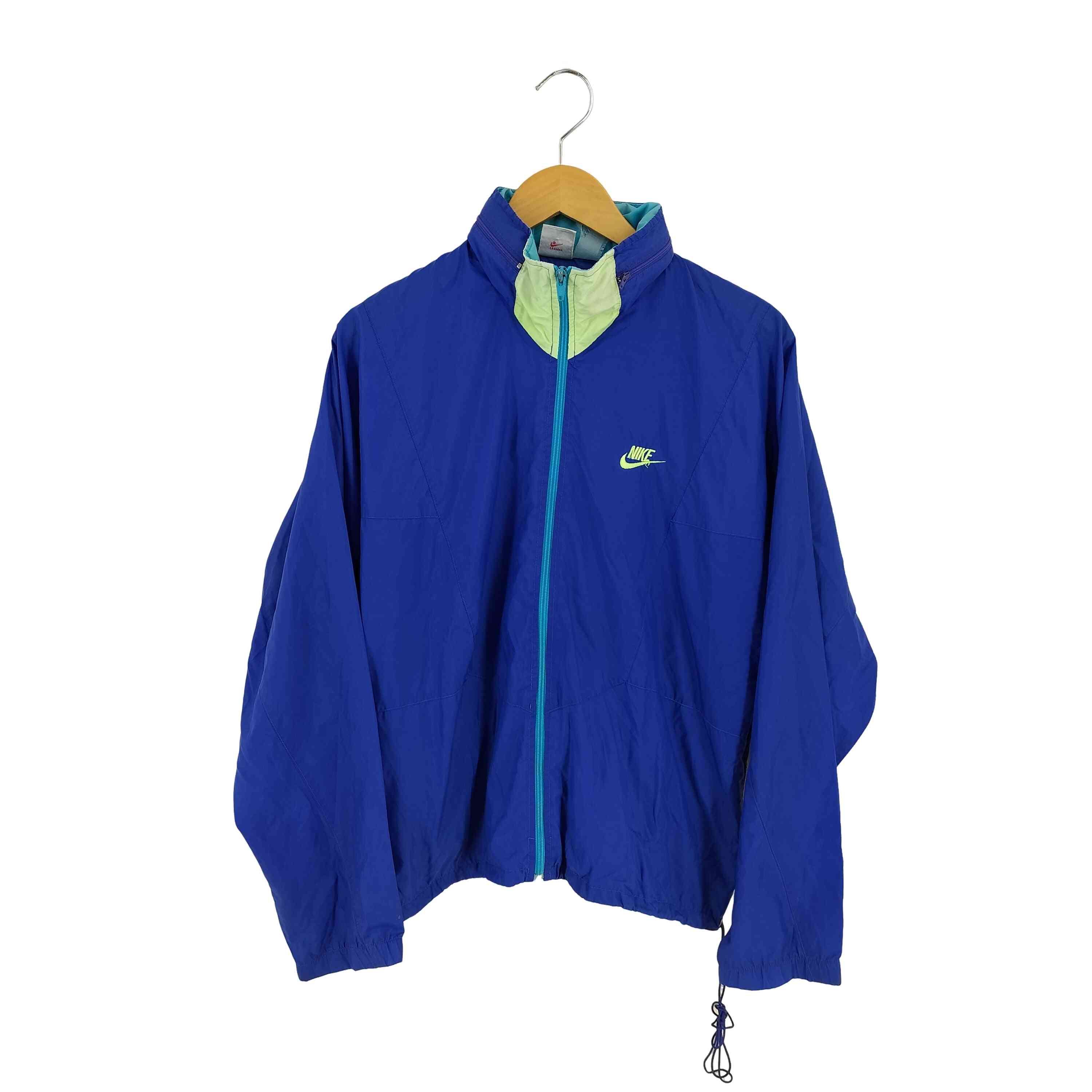 【中古】ナイキ NIKE 90S 銀タグ フロントロゴ刺繍ナイロンジャケット メンズ import：M