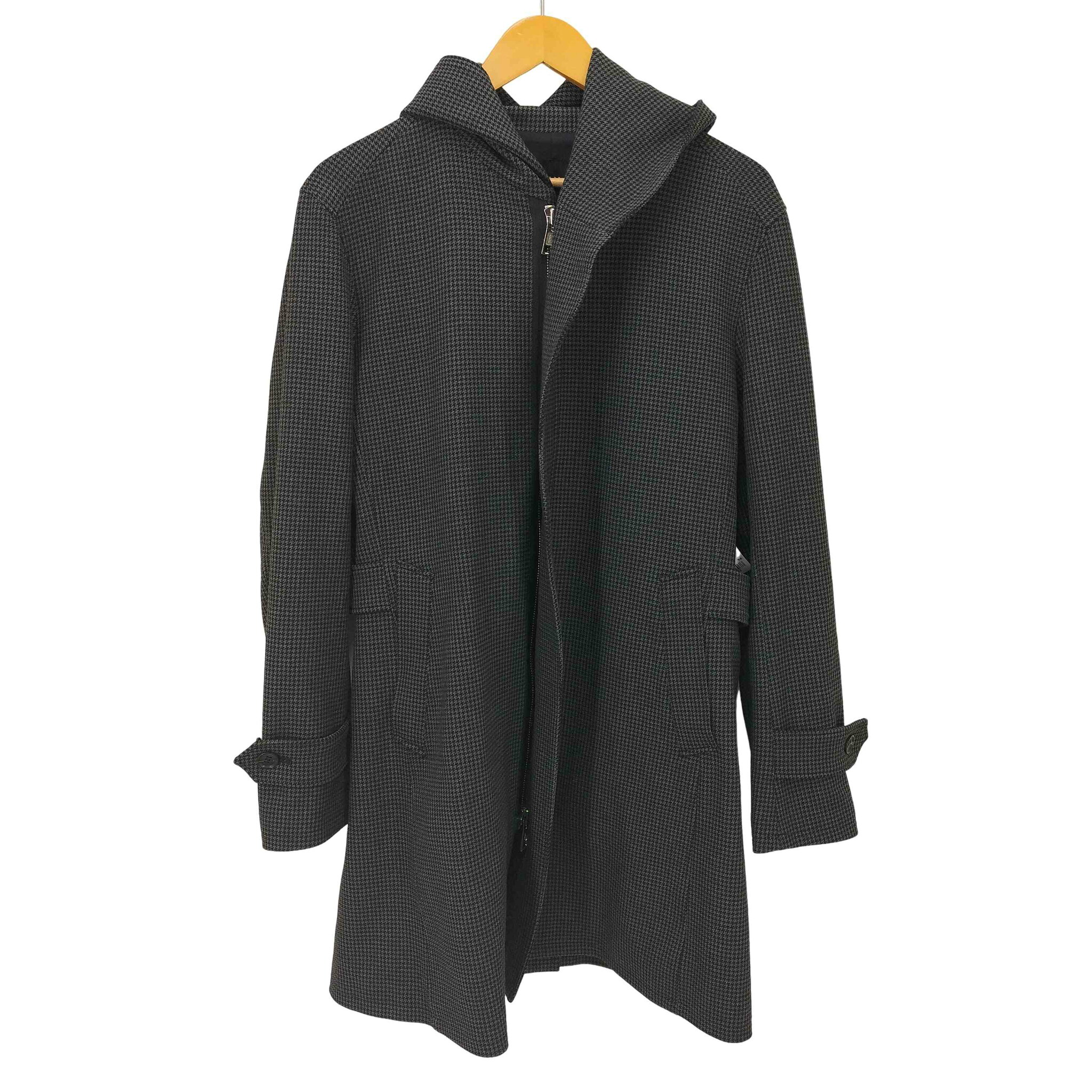 【中古】エーケイエム AKM DOBBY STRETCH WRAP HOODED COAT BLACK/NAVY メンズ JPN:M