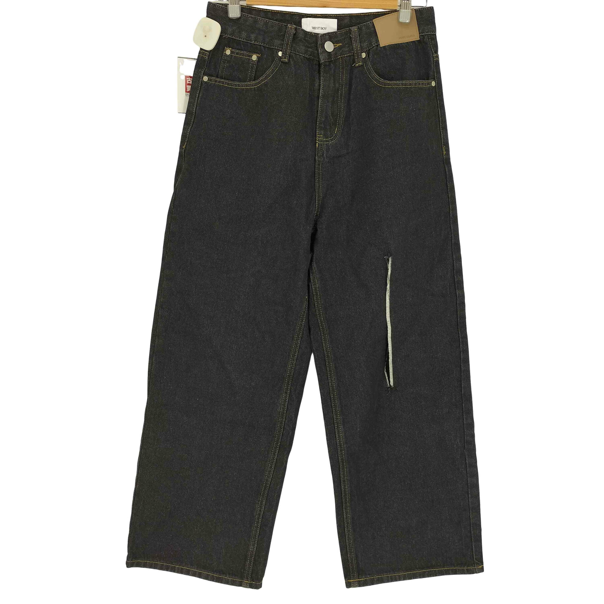 【中古】ウエストボーイ WEST BOY MODE SIMPLE パッチ インディゴ 濃紺 ワイド ダメージ デニム パンツ メンズ JPN:M