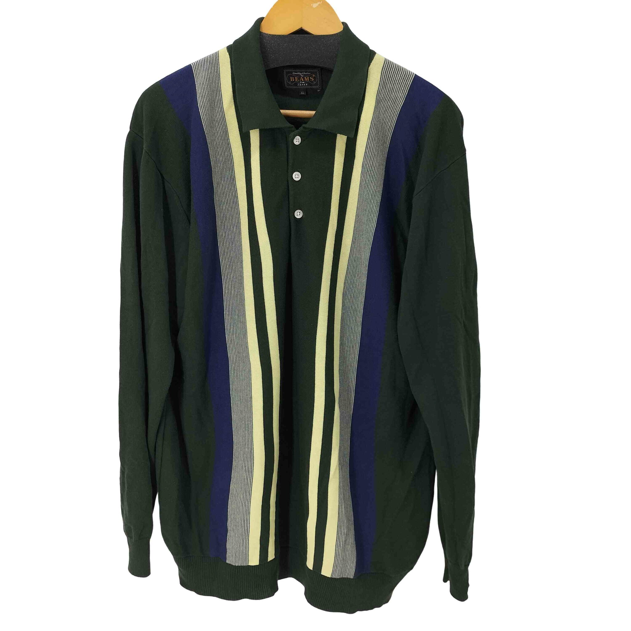 【中古】ビームスプラス BEAMS+ レーヨン コットン 12ゲージ ストライプ ポロシャツ メンズ JPN:XL