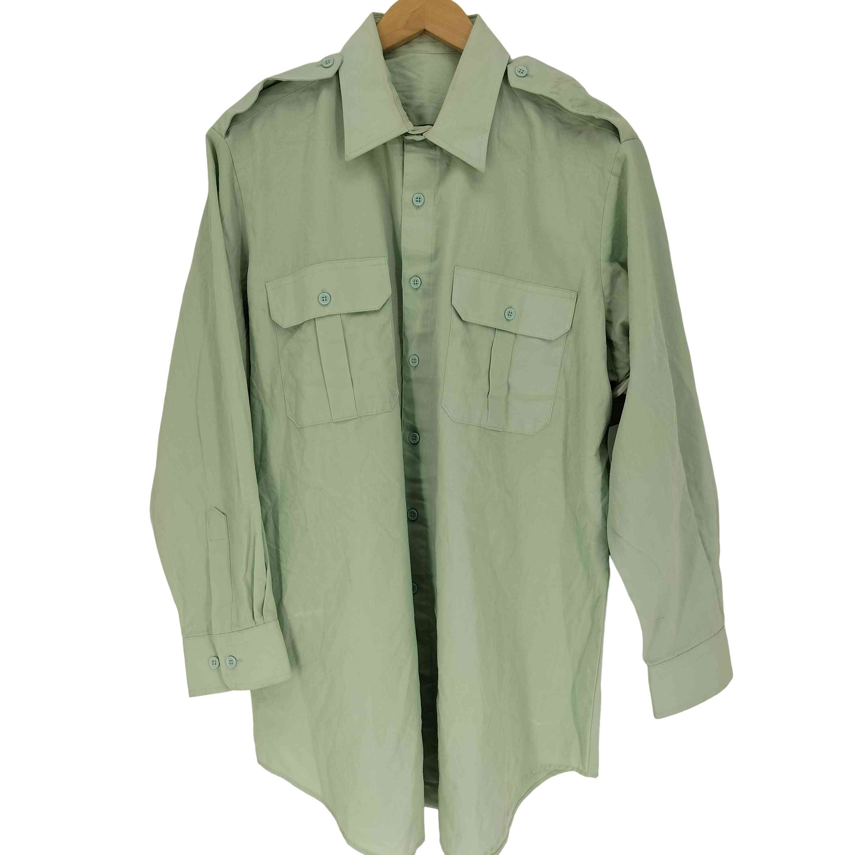 【中古】ユーズドフルギ USED古着 カナダ製 LOGISTLK UNICORP 襟芯 エポレット フラップポケット ポリコットン L/S シャツ メンズ 34