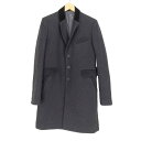 【中古】ダイエットブッチャースリムスキン DIET BUTCHER SLIM SKIN 16AW CHOCOLATE JESUS 襟ベロアチェスターコート メンズ 表記無