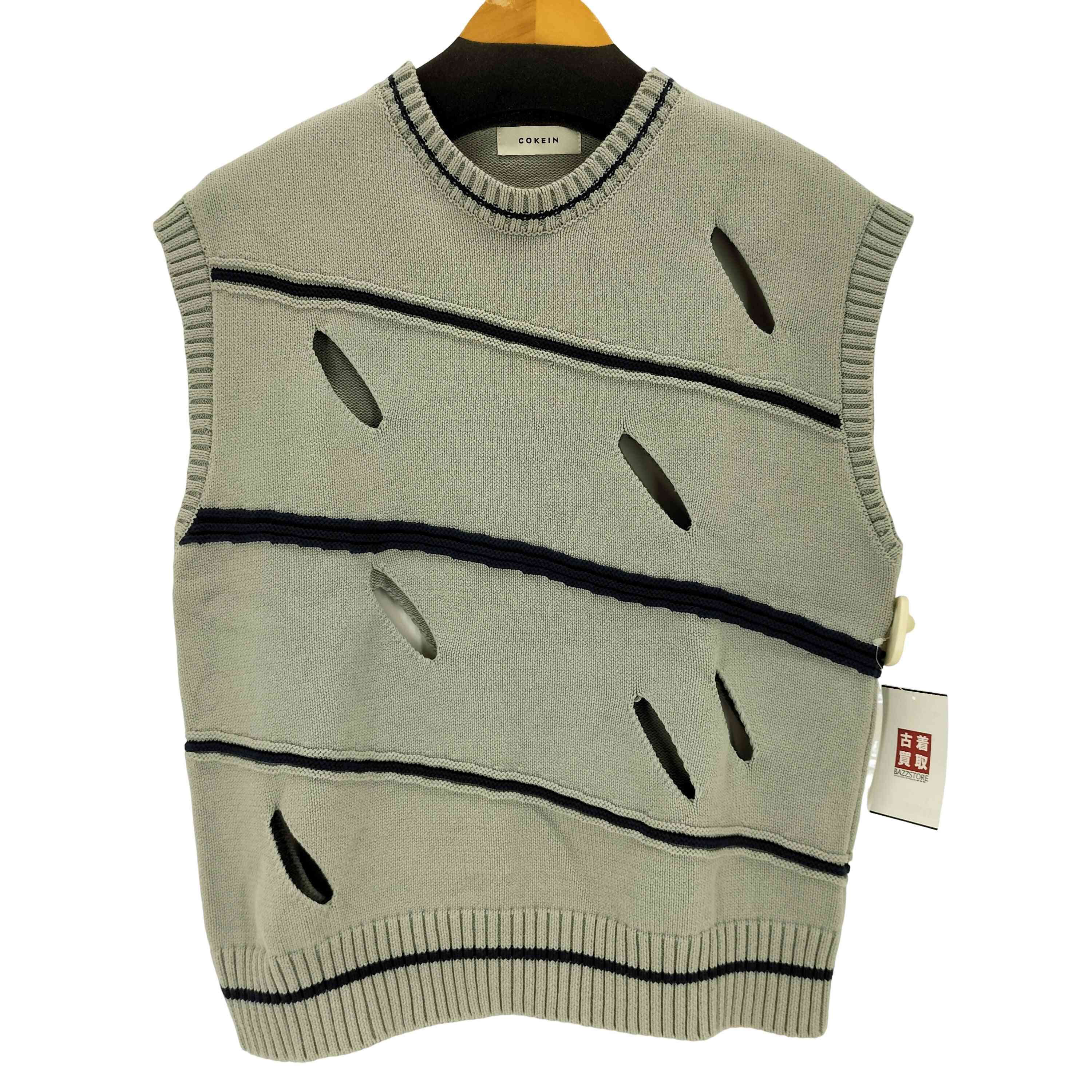 【中古】ユーズドフルギ USED古着 ダメージデザインコットンニットベスト メンズ import：S