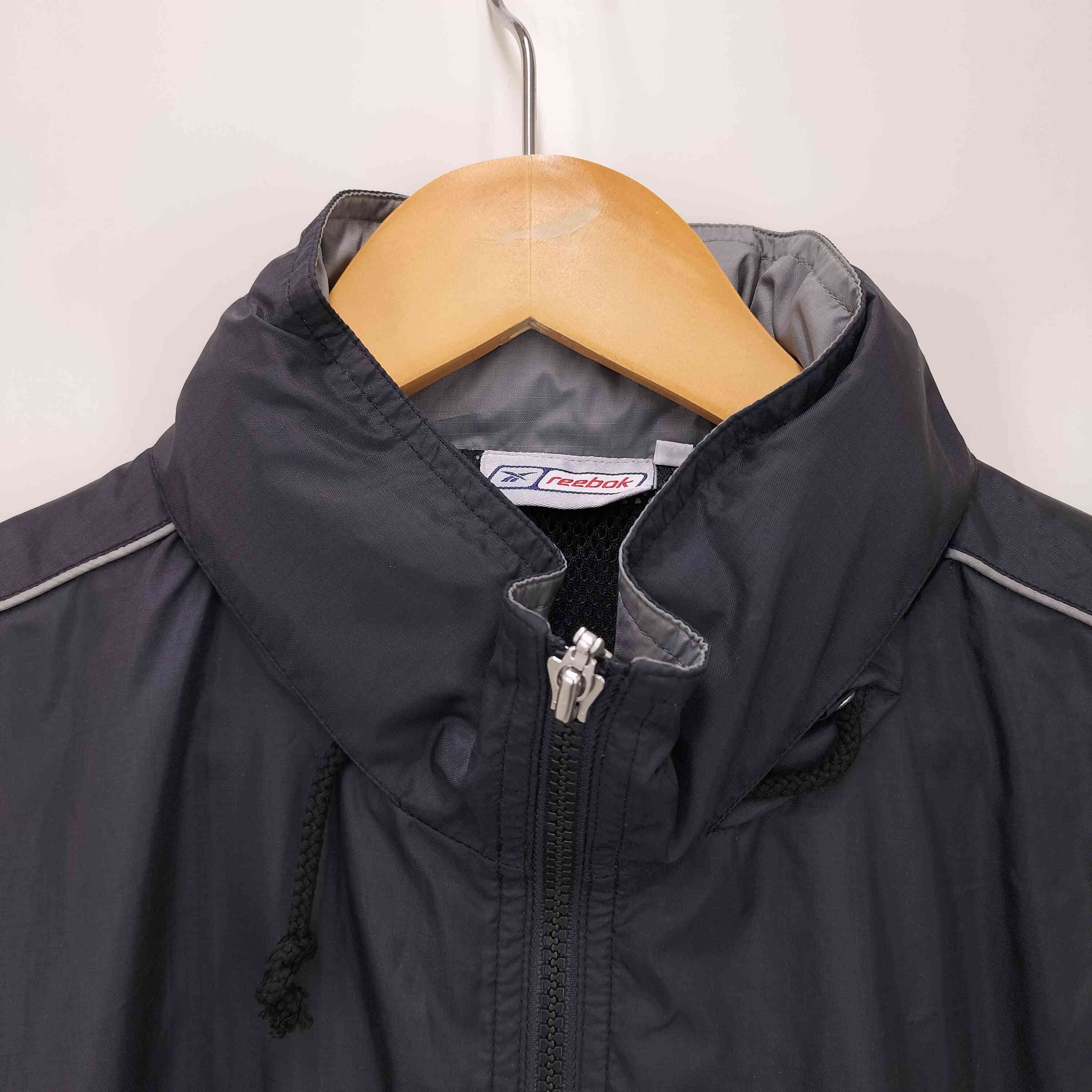 【中古】リーボック Reebok ロゴ 刺繍 パッカブルフード リップストップ ナイロン ジャケット メンズ LL