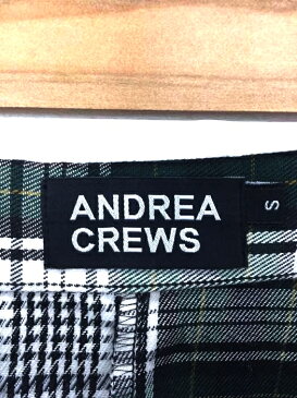 ANDREA CREWS アンドレア クルーズ スカート レディース - 緑系 × 白系 S アシンメトリー チェック柄 ラップスカート【中古】【ブランド古着バズストアBAZZSTORE】【110121】