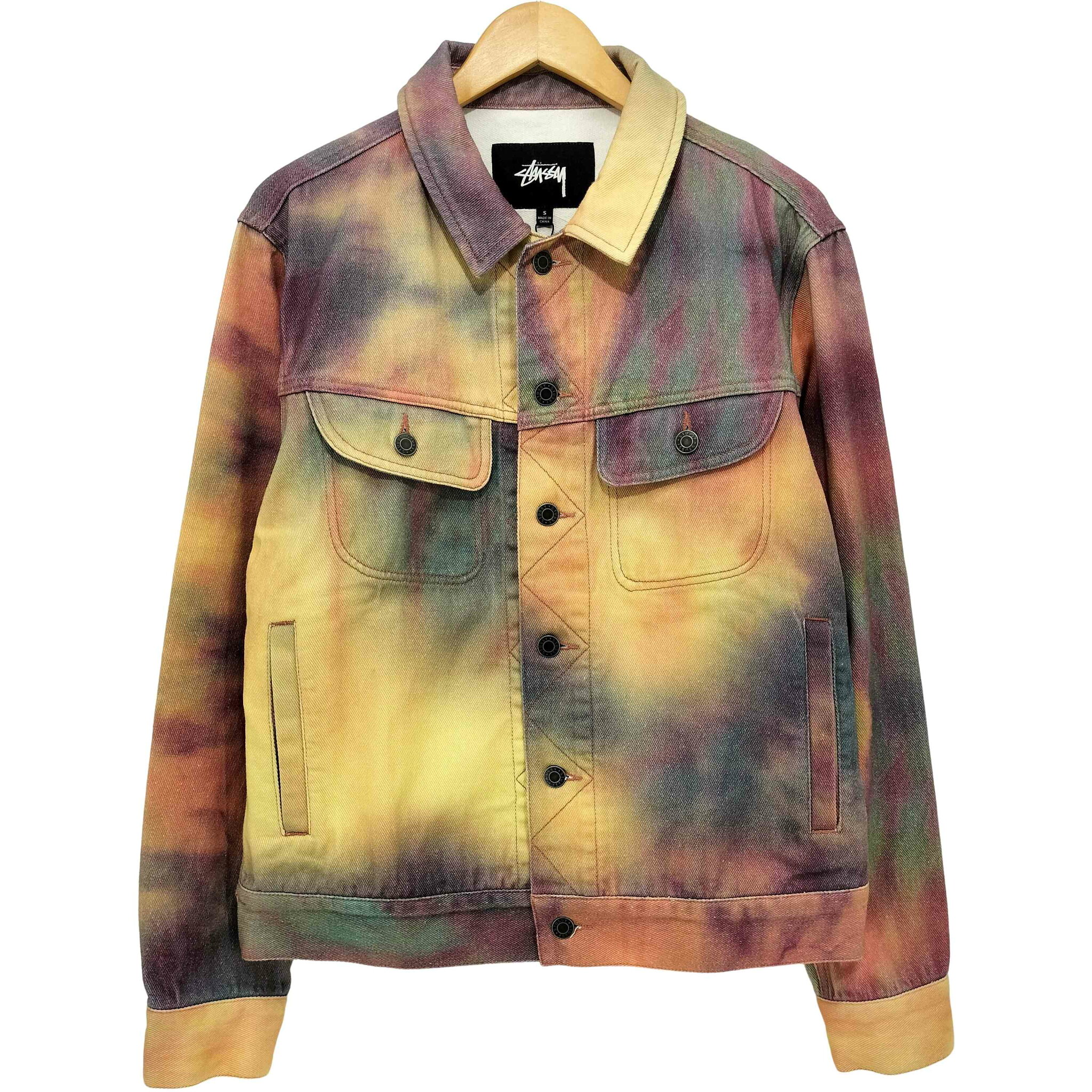 【中古】ステューシー Stussy TIE DYE TRUCKER JACKET タイダイ染め Gジャン メンズ import:S