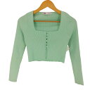 【中古】ザラ ZARA Mint Green Ribbed Knit Cropped Cardigan Top レディース JPN：M