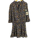 【中古】アナスイ ANNA SUI 花柄 リボン付き ハーフボタン ミディ丈 ワンピース チュニック レディース import:S