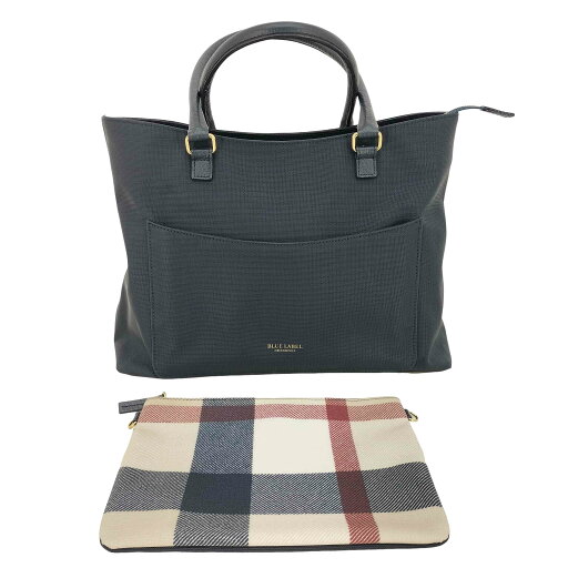 【中古】ブルーレーベルクレストブリッジ BLUE LABEL CRESTBRIDGE チェックポーチ付属 トートバッグ レディース 表記無 【中古】ブルーレーベルクレストブリッジ BLUE LABEL CRESTBRIDGE チェックポーチ付属 トートバッグ レディース 表記無