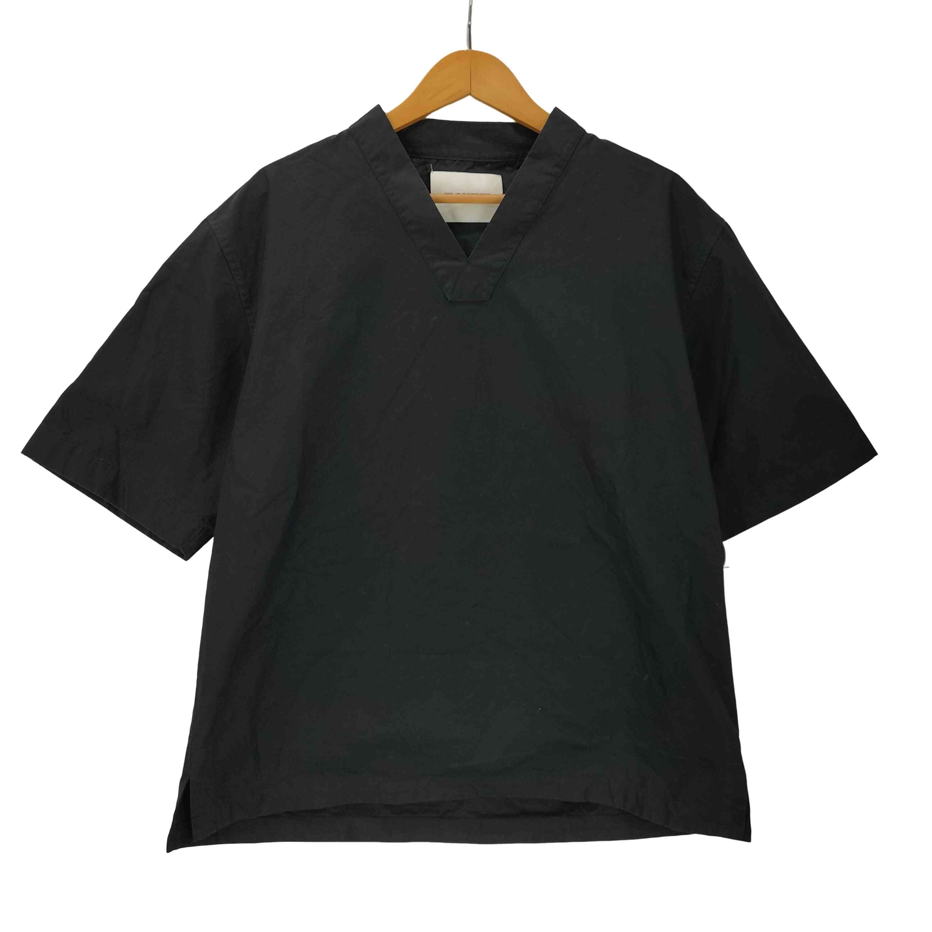 【中古】ジルサンダー JIL SANDER イタリア製 白タグ Vネック コットン S/S シャツ メンズ EUR:46