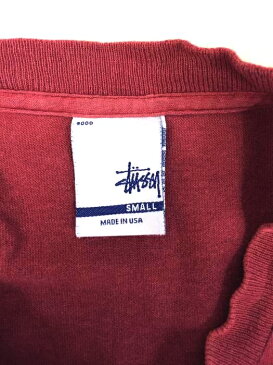 Stussy ステューシー クルーネックTシャツ メンズ 赤系 × オレンジ系 import:S 日本サイズ:S-M 相当 USA製 銀タグ ペイントモチーフプリントTシャツ【中古】【ブランド古着バズストアBAZZSTORE】【180521】