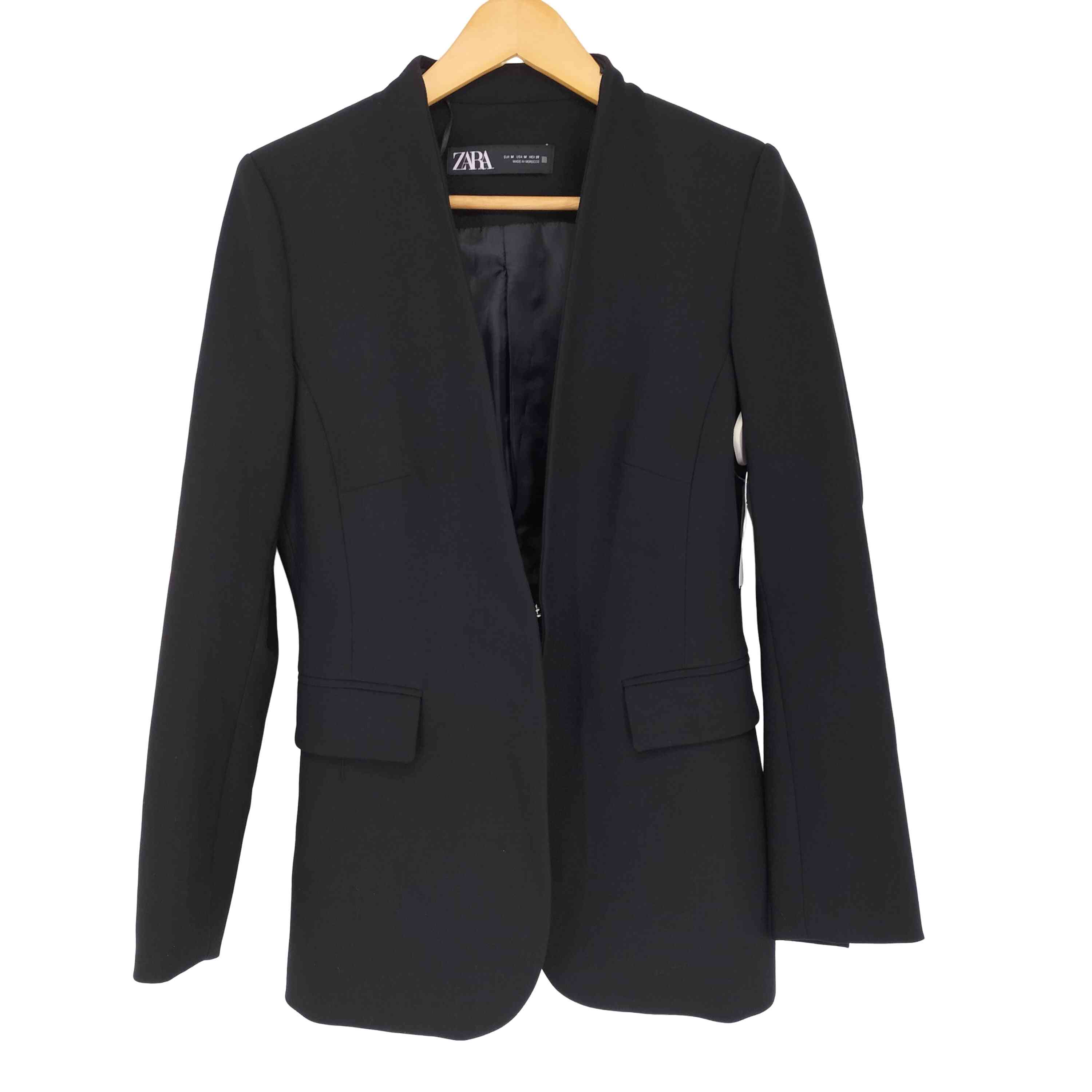 ZARA ブラック ノーカラージャケット 楽天市場】ザラ ノーカラージャケットの通販