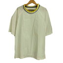 【中古】スンネイ SUNNEI シャツ生地 リブクルーネック 半袖カットソー メンズ L