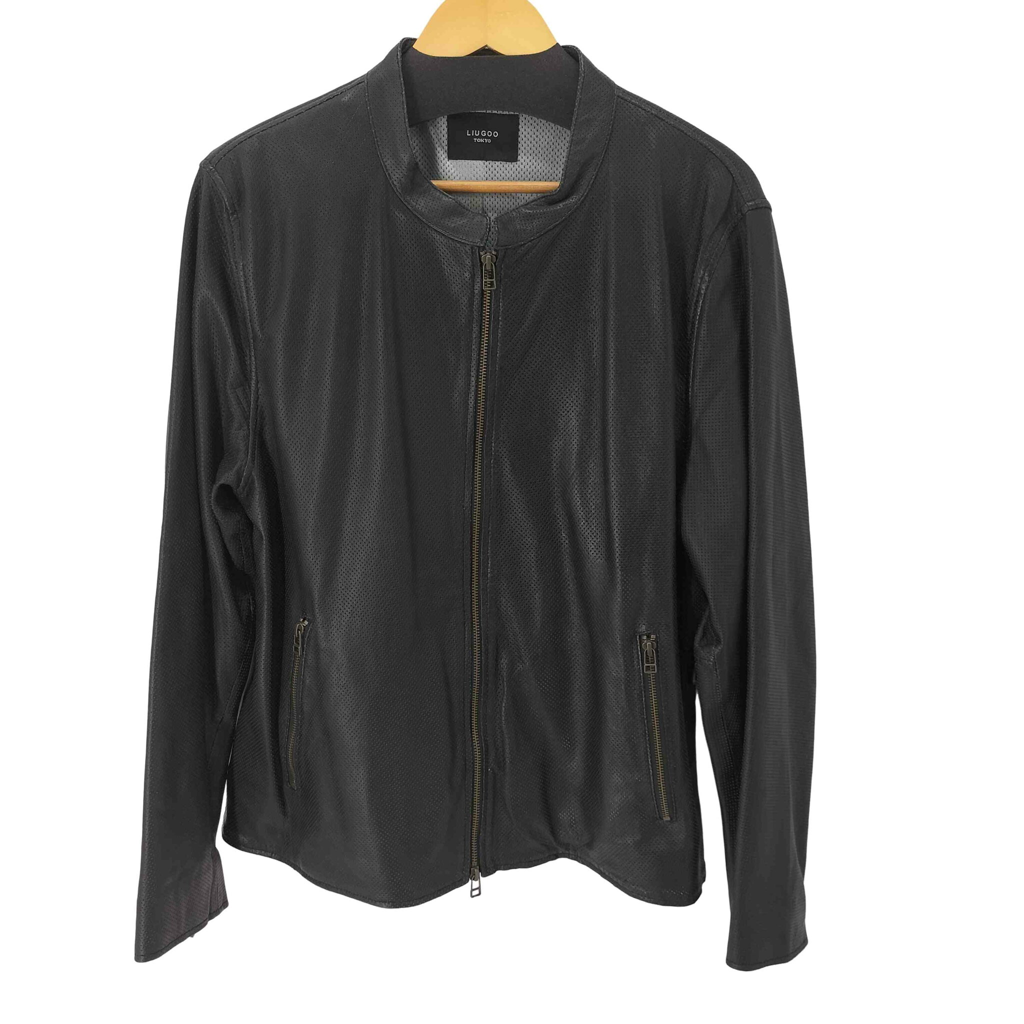 【中古】リューグーレザーズ Liugoo Leathers レザーメッシュブルゾン メンズ 3L