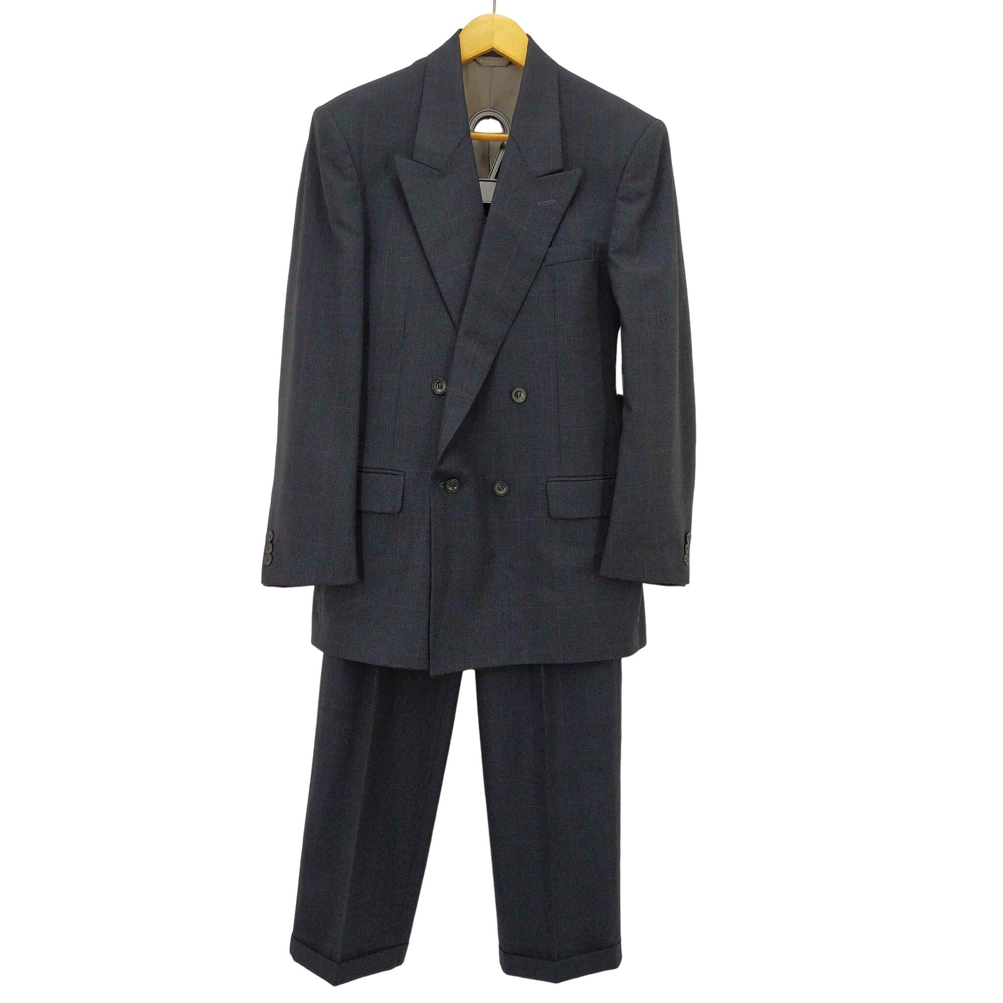 【中古】ダニエルエシュテル DANIEL HECHTER PURE WOOL ダブルブレスト テーラードジャケット 2タック スラックス パンツ セットアップ メンズ 表記無