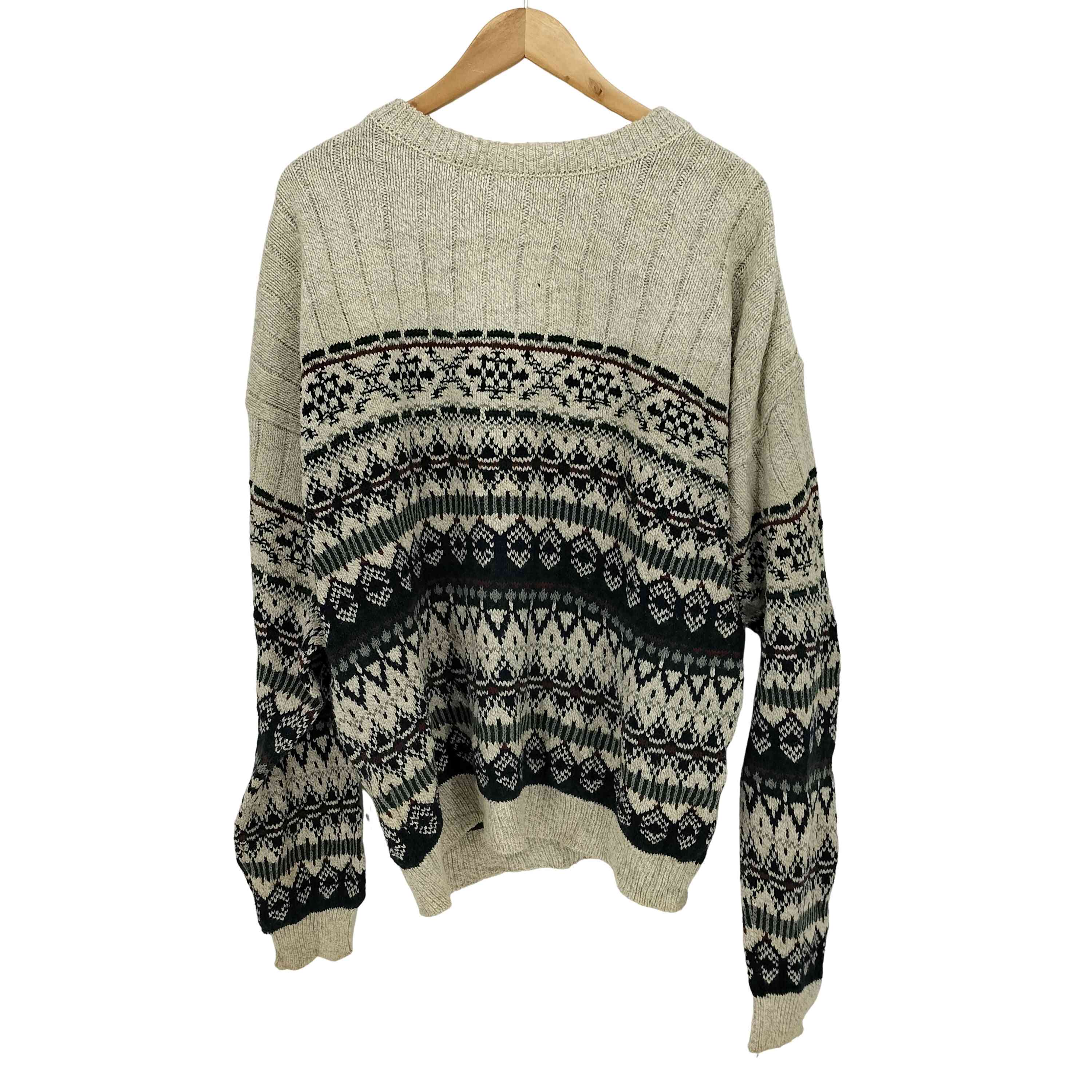 【中古】クラブルーム CLUB ROOM 90S USA製 ネイティブ柄 ボックスシルエット プルオーバー コットン ニット メンズ import:L