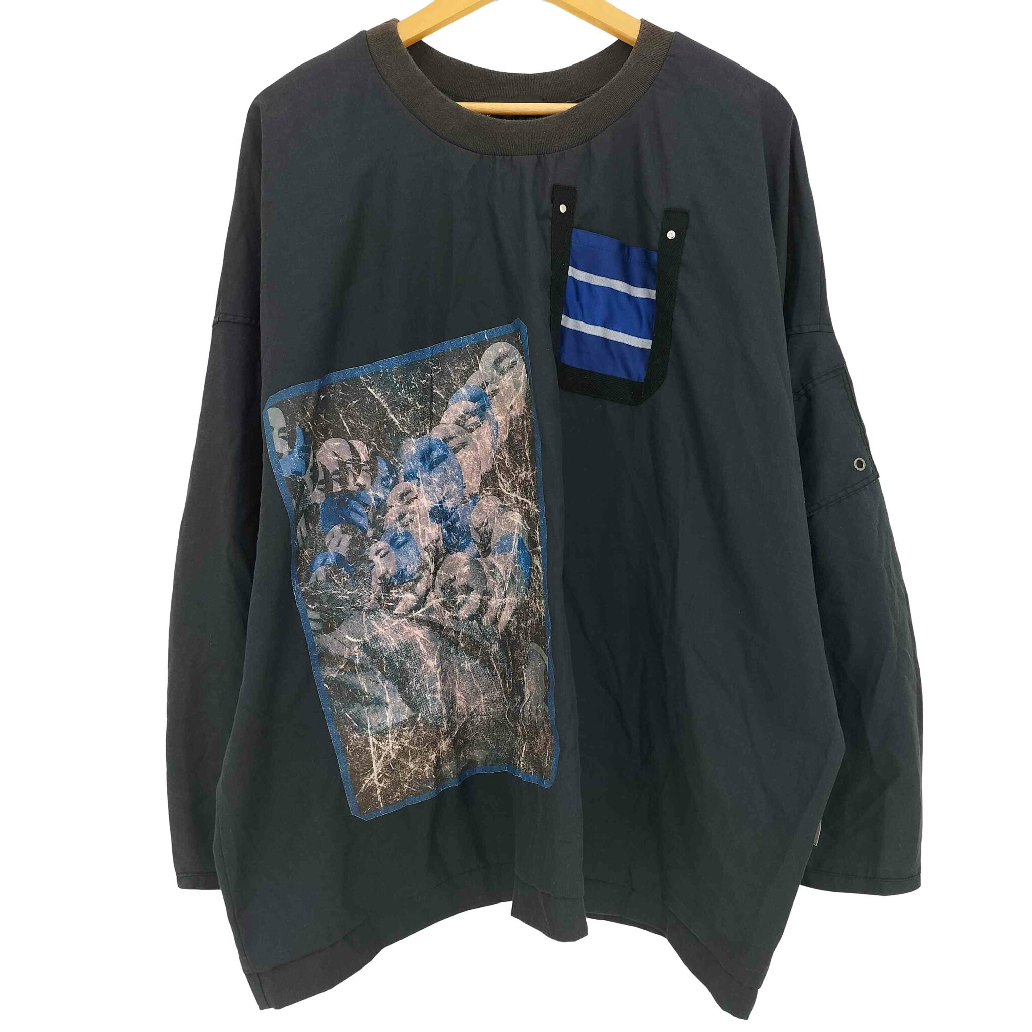 【中古】エレファントトライバルファブリックス ELEPHANT TRIBAL FABRICS ストライプ切替 オーバーサイズ プルオーバー メンズ 表記無