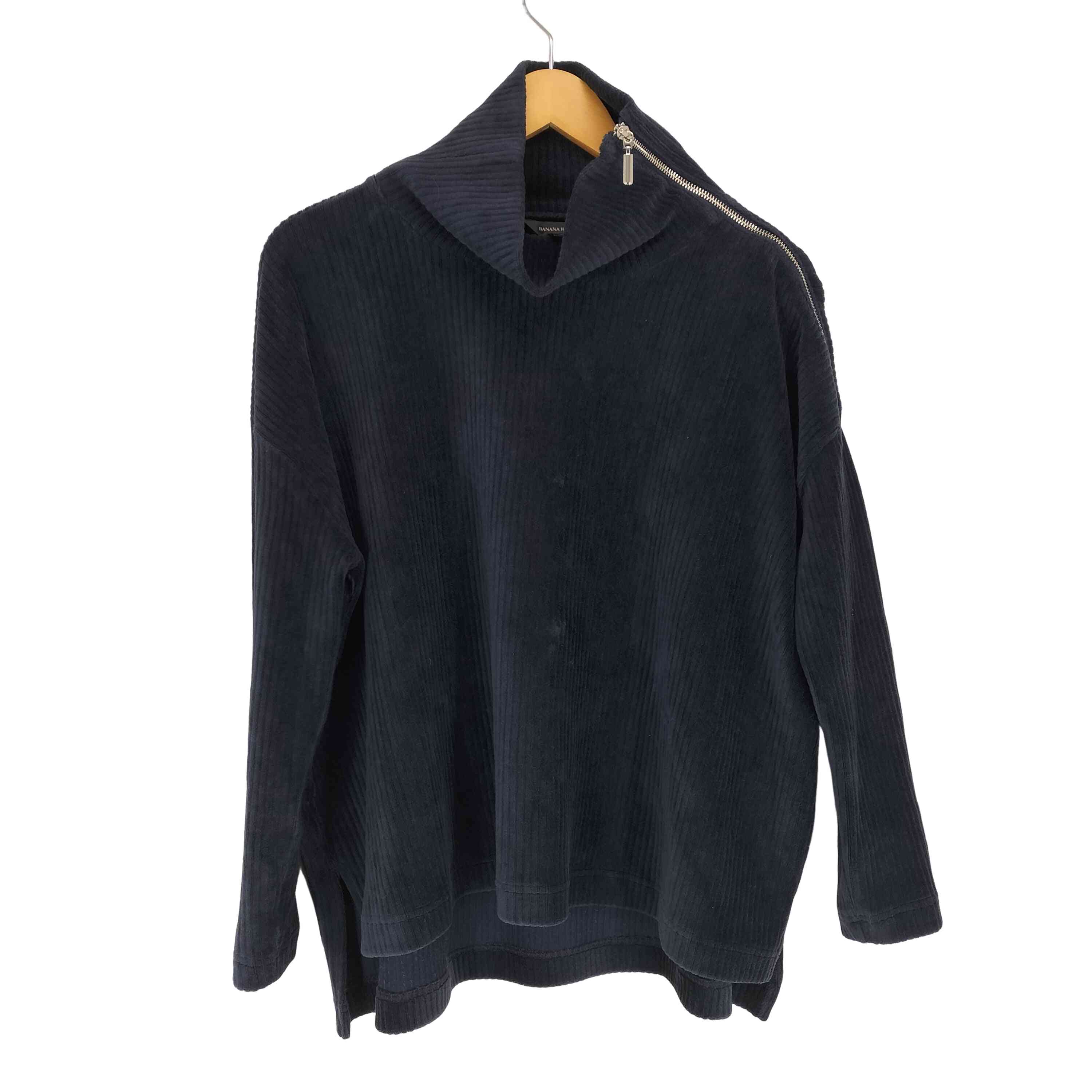【中古】バナナリパブリック BANANA REPUBLIC ショルダージップ ベロアコーデュロイハイネックトップス..