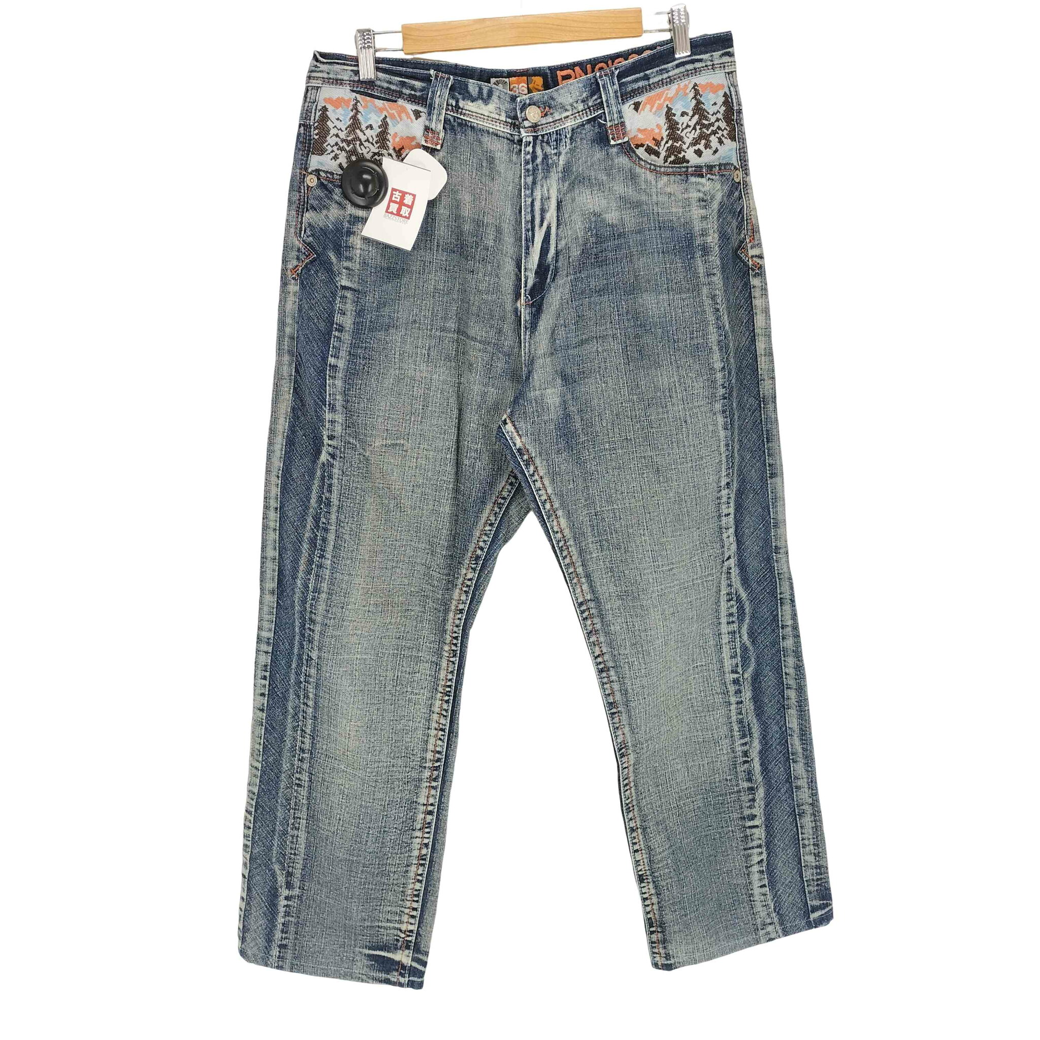 【中古】アカデミクス akademiks Y2K ポケット切替ダメージ加工デニムパンツ メンズ 36