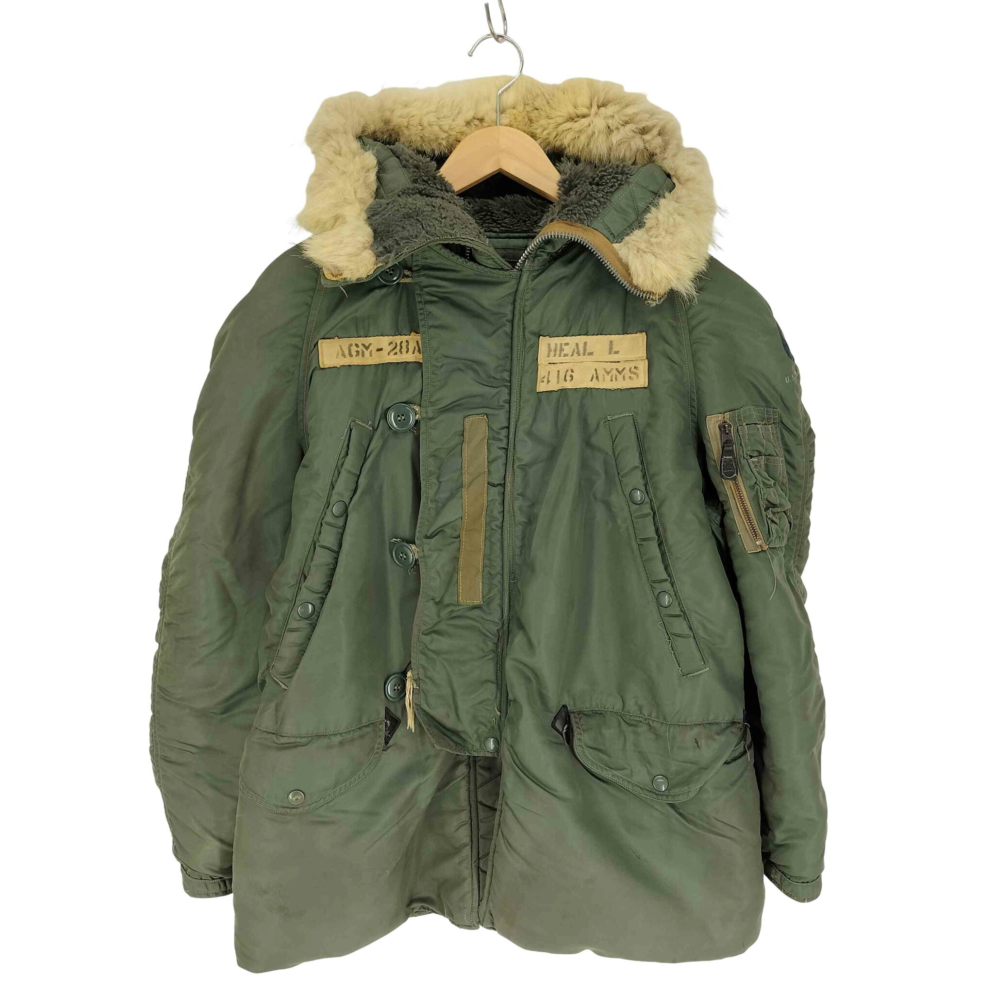 【中古】ユーズドフルギ USED古着 COATS CLARK CROWN アルミジップ N-3B AGM-28A HEAL L 416 AMMS コヨーテファー フライト ジャケット メンズ import:L